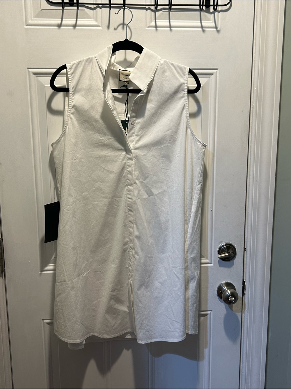 Tuckernuck Sleeveless White Collared Dress